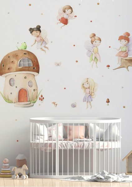 Renkli Çocuk Odası Peri Masalı Duvar Stickerı, Eğlenceli ve Canlı Dekorasyon Seçeneği fiyatları