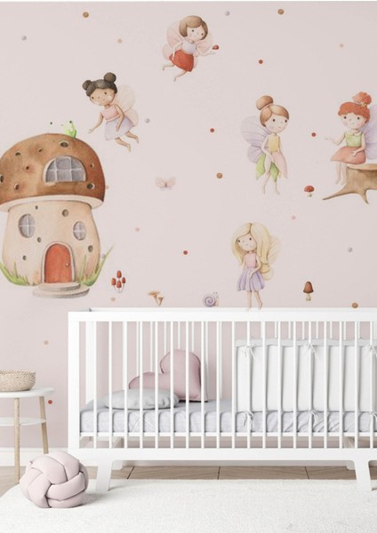 Renkli Çocuk Odası Peri Masalı Duvar Stickerı, Eğlenceli ve Canlı Dekorasyon Seçeneği modelleri