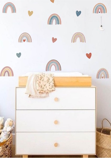 Renkli Gökkuşağı Çocuk Odası Duvar Stickerı, Eğlenceli ve Canlı Dekorasyon Parçası fiyatları
