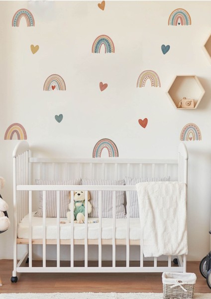 Renkli Gökkuşağı Çocuk Odası Duvar Stickerı, Eğlenceli ve Canlı Dekorasyon Parçası modelleri