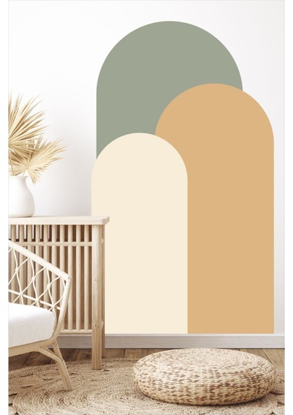 Yeşil-Hardal Bohem Oval 3'lü Duvar Sticker, şık ve modern dekorasyon için ideal seçenektir fiyatları