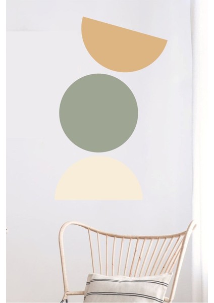 Yeşil Hardal Geometrik Bohem Duvar Sticker, Düz Desenli, 1 Parça fiyatları