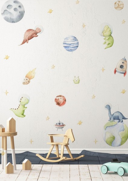 Uzay Dinazorları Çocuk Odası Duvar Stickerı