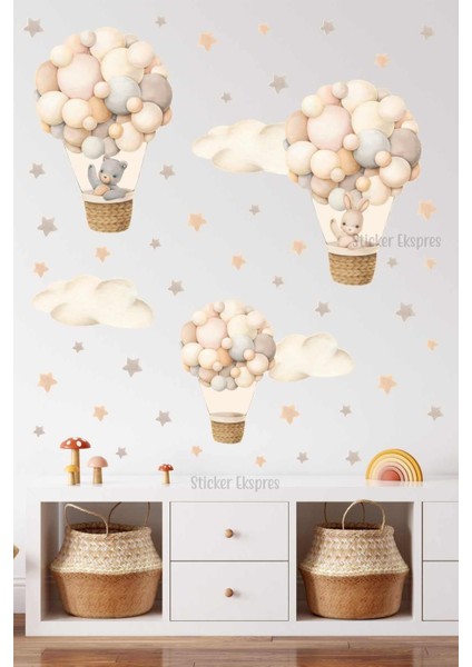 Hayvanlı Soft Balonlar Çocuk Odası Duvar Sticker Seti