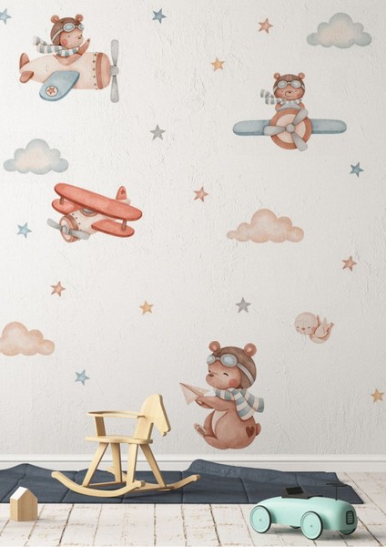 Pilot Ayıcık Çocuk Odası Duvar Stickerı