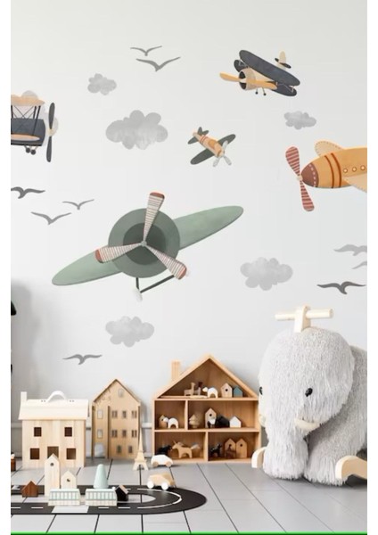 Renkli ve eğlenceli çocuk odası duvar stickerleri, 5+ parça, gökyüzü temalı dekorasyon fiyatları