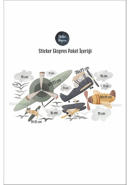 Renkli ve eğlenceli çocuk odası duvar stickerleri, 5+ parça, gökyüzü temalı dekorasyon modelleri