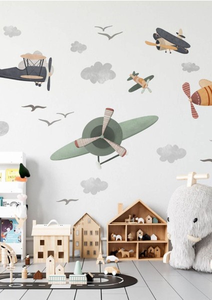 Çocuk odası gökyüzü temalı renkli ve eğlenceli duvar stickerı