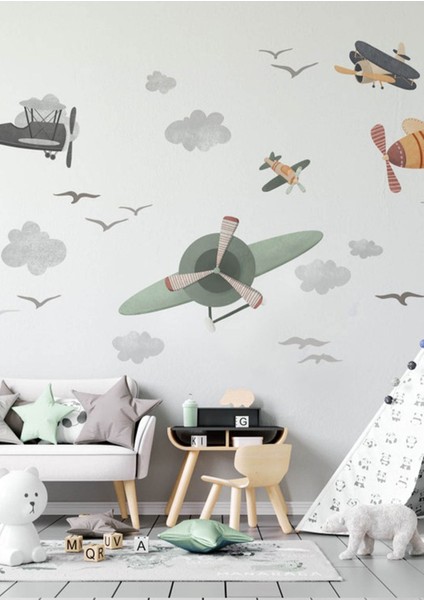 Çocuk odası gökyüzü temalı renkli ve eğlenceli duvar stickerı fiyatları