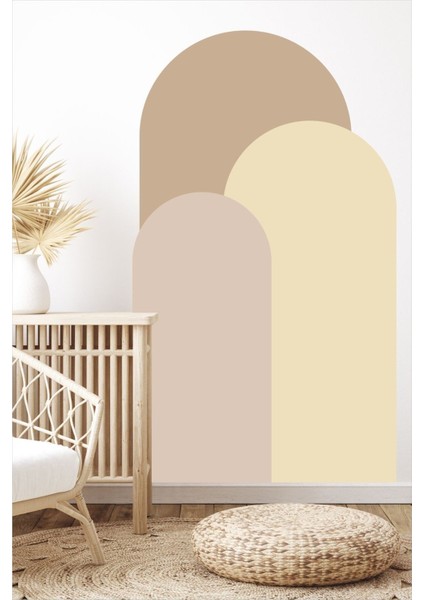 Bej Renkli Bohem Oval 3'lü Duvar Sticker Seti, şık ve modern dekorasyona uygun fiyatları