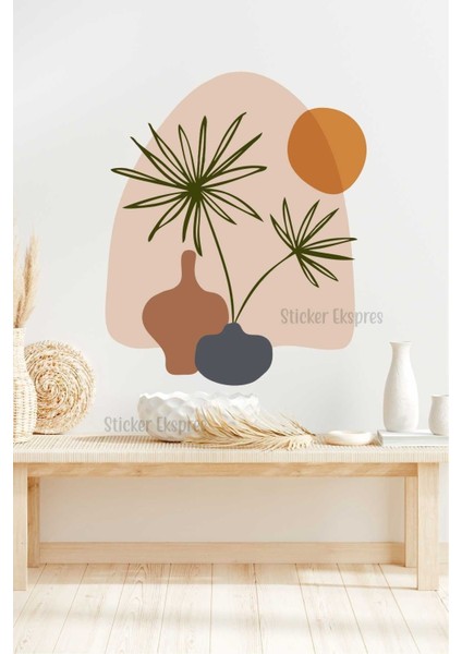 Renkli yaprak desenli bohem duvar stickerı, evine doğal şıklık kat!