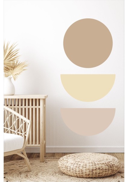 Bej Renkli Geometrik Bohem Duvar Sticker, Modern ve Şık Dekorasyon İçin Mükemmel Parça