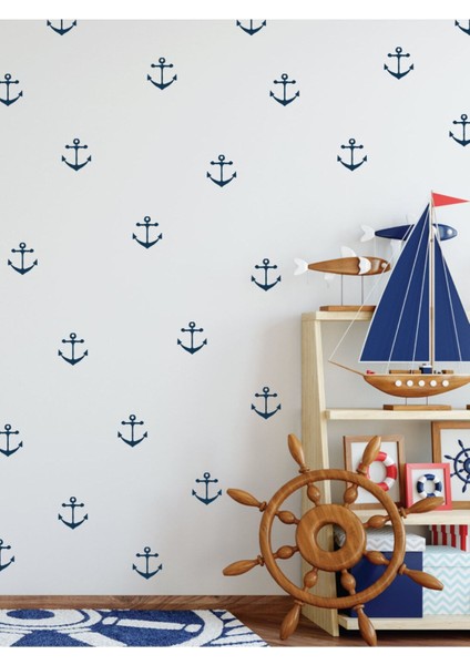 Renkli Denizci Çapa Duvar Süsü ve Sticker Seti, Çocuk Odası Dekorasyonu