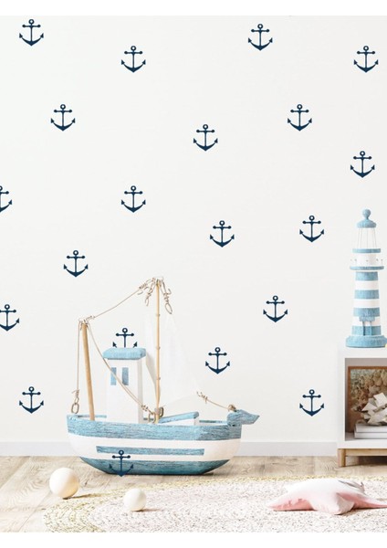 Renkli Denizci Çapa Duvar Süsü ve Sticker Seti, Çocuk Odası Dekorasyonu fiyatları