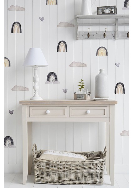 Çocuk odası renkli gökkuşağı ve bulutlar duvar çıkartması, neşeli dekorasyon. modelleri