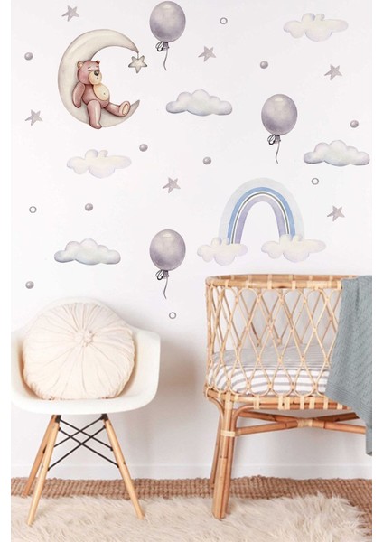 Ayda Uyuyan Ayıcık Çocuk Odası Duvar Stickerı