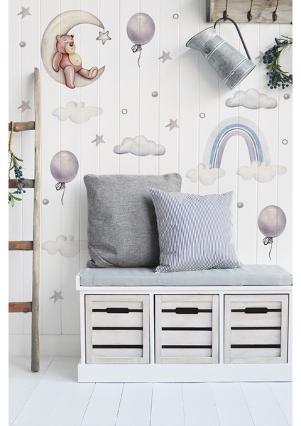 Ayda Uyuyan Ayıcık Çocuk Odası Duvar Stickerı modelleri