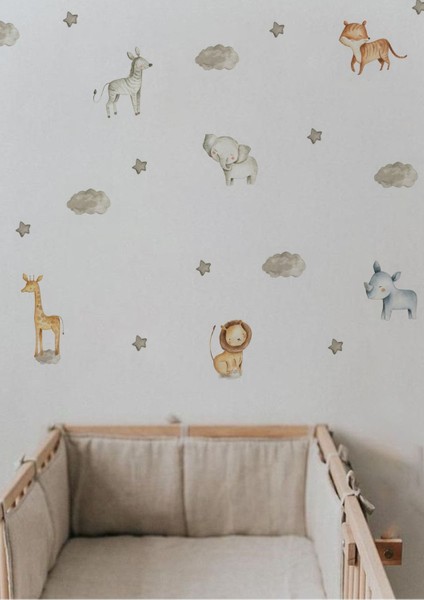 Renkli çocuk odası duvar stickeri, eğlenceli ve şık dekorasyon için ideal