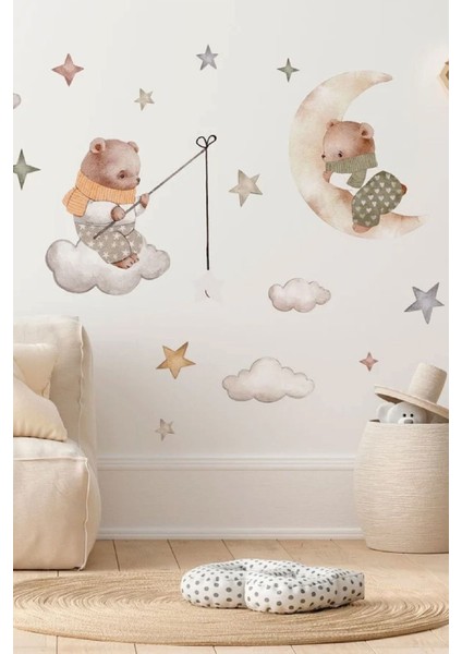 Renkli Çocuk Odası Yıldız Temalı Duvar Stickerı, Eğlenceli ve Şık Tasarım fiyatları