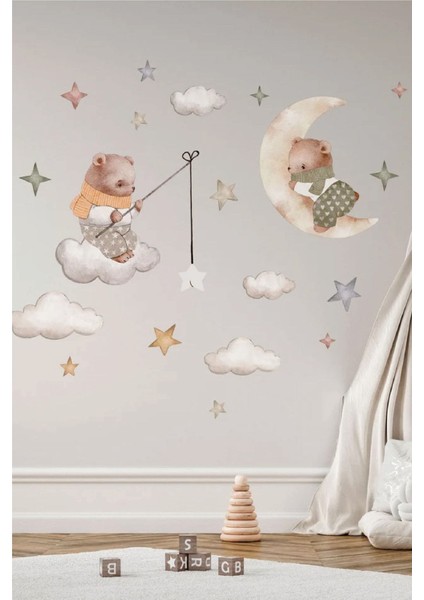 Renkli Çocuk Odası Yıldız Temalı Duvar Stickerı, Eğlenceli ve Şık Tasarım modelleri
