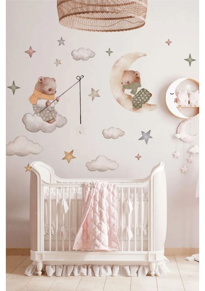 Renkli Çocuk Odası Yıldız Temalı Duvar Stickerı, Eğlenceli ve Şık Tasarım fırsatları