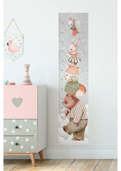 Renkli Çocuk Odası Boy Ölçer Duvar Stickerı, Hayal Alemi Temasıyla Eğlenceli Dekor modelleri