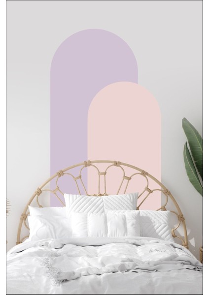 Lavanta ve pudra pembe renkli 2'li duvar sticker seti, şık dekorasyon için ideal fiyatları