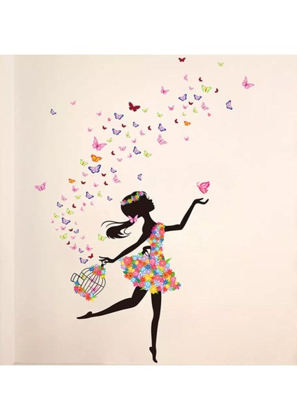 Renkli kuş ve kelebek temalı çocuk odası duvar sticker seti, 5+ parça