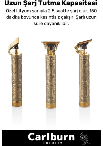 Premium Çelik Kasa Profesyonel Şarjlı Saç Sakal Ense Çizim Lazer Öncesi Ae1 Tüm Vücut Tıraş Makinesi