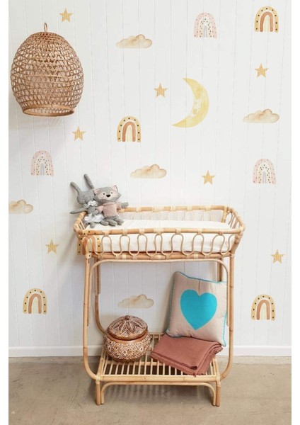 Renkli Sihirli Gökyüzü Çocuk Odası Duvar Stickerı, neşeli ve canlı dekorasyon için ideal