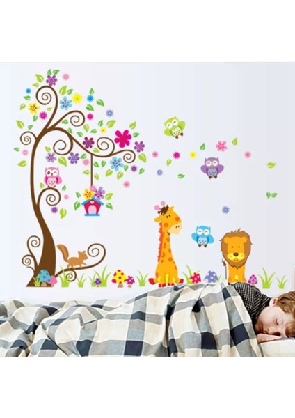 Renkli hayvanlar dünyası duvar sticker seti, çocuk odası dekoru ve süsleri, 5+ parça fiyatları