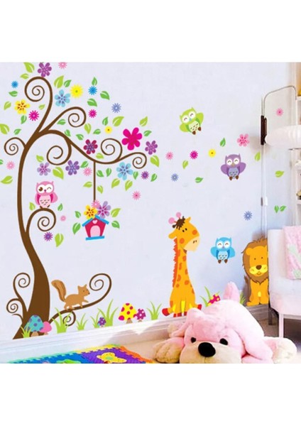 Renkli hayvanlar dünyası duvar sticker seti, çocuk odası dekoru ve süsleri, 5+ parça fırsatları