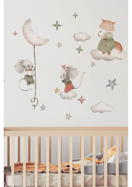 Renkli Çocuk Odası Fare Duvar Stickerı, Eğlenceli ve Canlı Dekorasyon Parçası modelleri