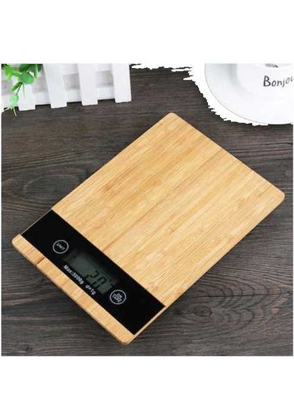 Crown Bambu Desenli Dijital Hassas Mutfak Terazisi 1 gr Hassasiyetli