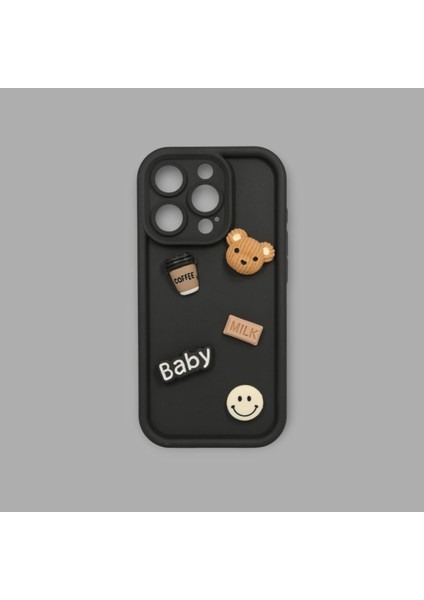 IPHONE 13 Pro Max; 3D Ayıcık Tasarımlı Yuvarlak Kamera Koruyucu Yumuşak Silikon Kılıf