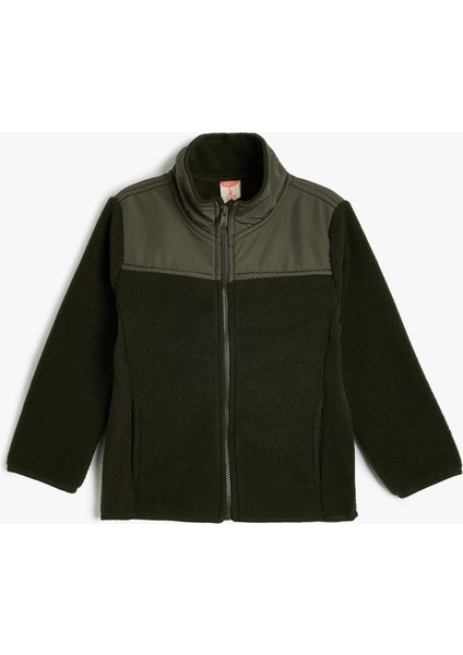 Fermuarlı Polar Sweatshirt Dik Yaka Uzun Kollu