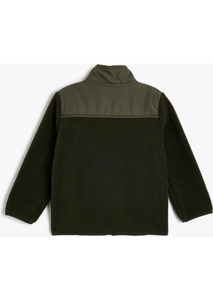 Fermuarlı Polar Sweatshirt Dik Yaka Uzun Kollu
