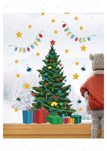 Yılbaşı Ağacı ve Süsleri Sticker Seti, Renkli ve Eğlenceli Dekorasyon Malzemeleri fiyatları