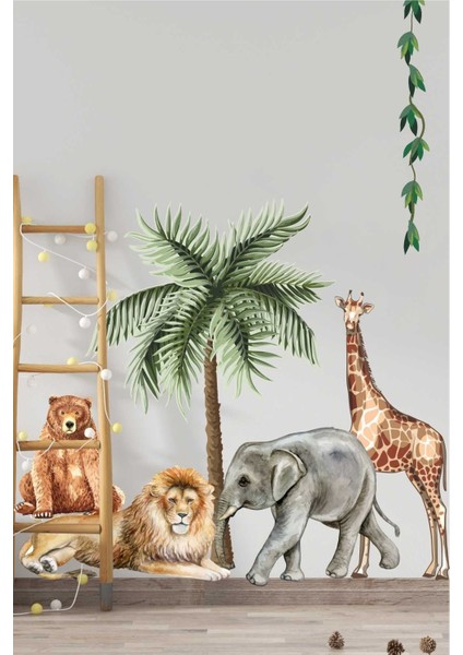 Renkli ve Eğlenceli Vahşi Yaşam Çocuk Odası Duvar Stickerleri