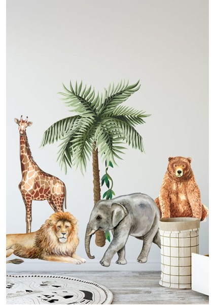 Renkli ve Eğlenceli Vahşi Yaşam Çocuk Odası Duvar Stickerleri fiyatları