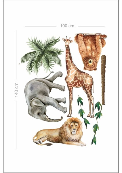 Renkli ve Eğlenceli Vahşi Yaşam Çocuk Odası Duvar Stickerleri modelleri