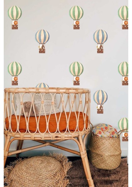 Renkli Çocuk Odası Duvar Stickerleri, Sevimli Balonlar Dekorasyonu, Baskılı ve Eğlenceli