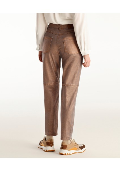 Kesik Detaylı Yüksek Bel Düz Kesim Pantolon modelleri