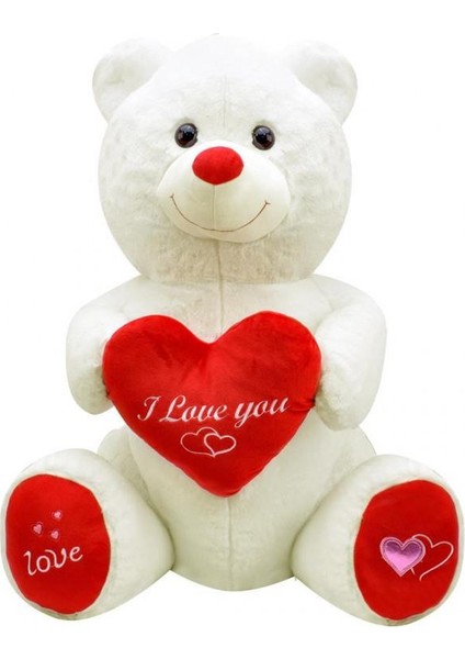 Kalpli Ayı 80 cm Ekru Pelüş Ayı Sevgiliye Hediye