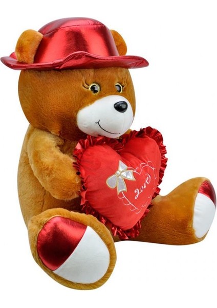 Şapkalı Ayı 45 cm Kahverengi Kalpli Pelüş Ayı Sevgiiye Hediye fiyatları