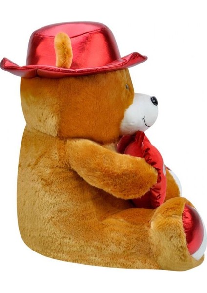 Şapkalı Ayı 45 cm Kahverengi Kalpli Pelüş Ayı Sevgiiye Hediye modelleri