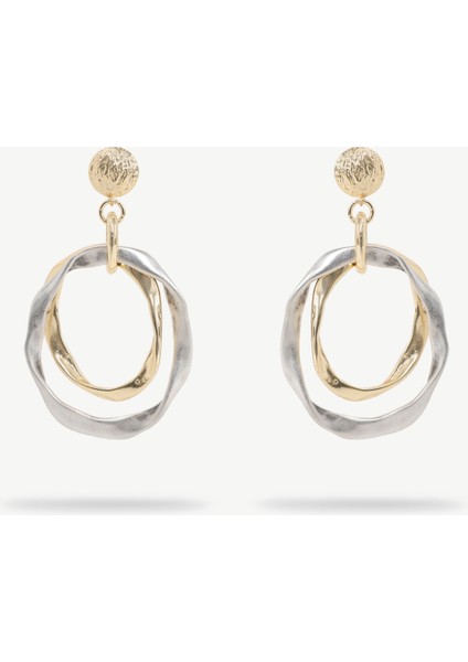 İki Sıralı Ve Doku Detaylı Halka Küpe