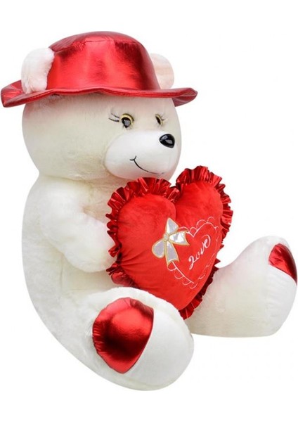 Şapkalı Ayı 45 cm Ekru Kalpli Pelüş Ayı Sevgiliye Hediye fiyatları