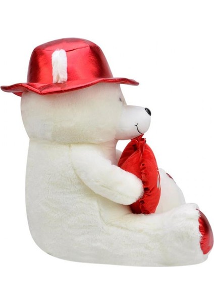 Şapkalı Ayı 45 cm Ekru Kalpli Pelüş Ayı Sevgiliye Hediye modelleri