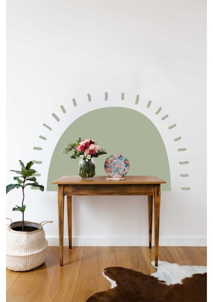 Renkli bohem güneş temalı duvar sticker, doğallık ve şıklık katan yeşil renkli 1 parça